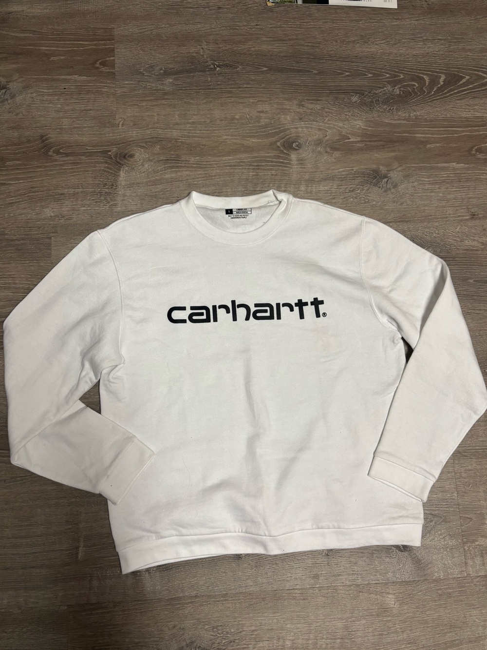 Carhartt White Crewneck Sweatshirt with Black Logo